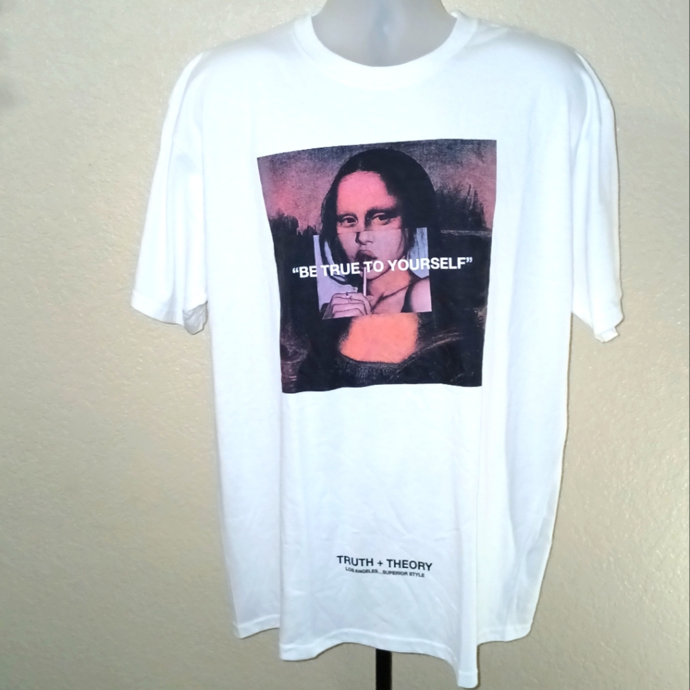 New without Tags TRUTH.  Ç + THEORY "Be True To Yourself" T shirt size  Large